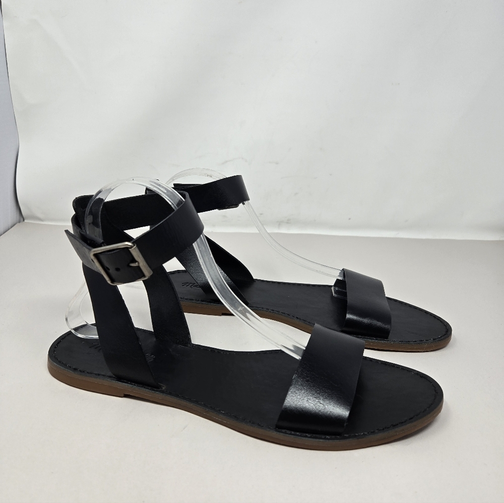 Madewell The Boardwalk Ankle Strap Womens Sandels Sz 11 Black Leather Adj. - Picture 2 of 11